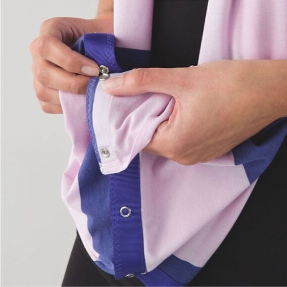 Lululemon Two Tone Purple Striped Full Button Scarf Vinyasa Scarf - Picture 3 of 11